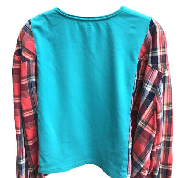 Reworked Flannel Shirt, Plus Size: Upcycled Oversized Girl Fishing T-Shirt - Picture 2 of 11